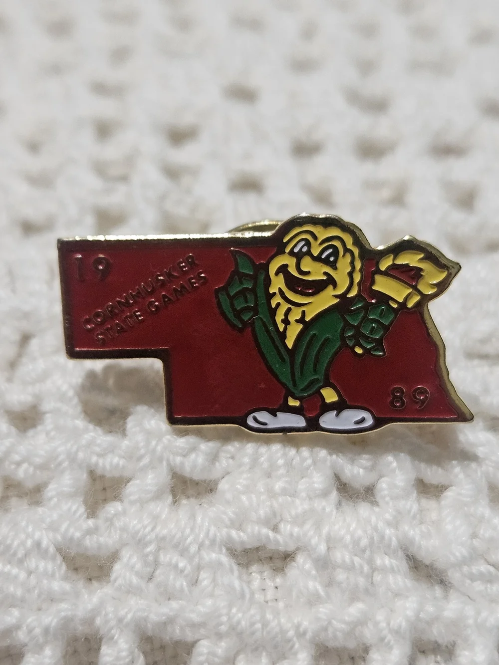 Cornhusker State Games 1989 Enamel Pin - Red & Yellow